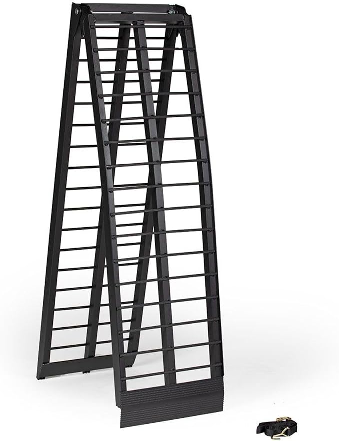 Titan Ramps 10' Portable Motorcycle Loading Ramp Extra-Wide Heavy-Duty Foldable Arched 800 lb. Capacity for Pickup Trucks
