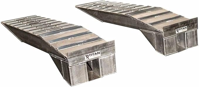 Titan Ramps Semi-Truck Riser Ramp, Heavy-Duty Aluminum, 20,000 Lbs Capacity, Silver - Automotive Wheel Ramps for Large Trailer Trucks and Vehicles
